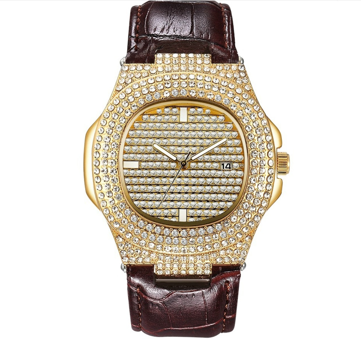 "Luxury Quartz Diamond Watch – Elegant Belt Strap Timepiece for Men & Women