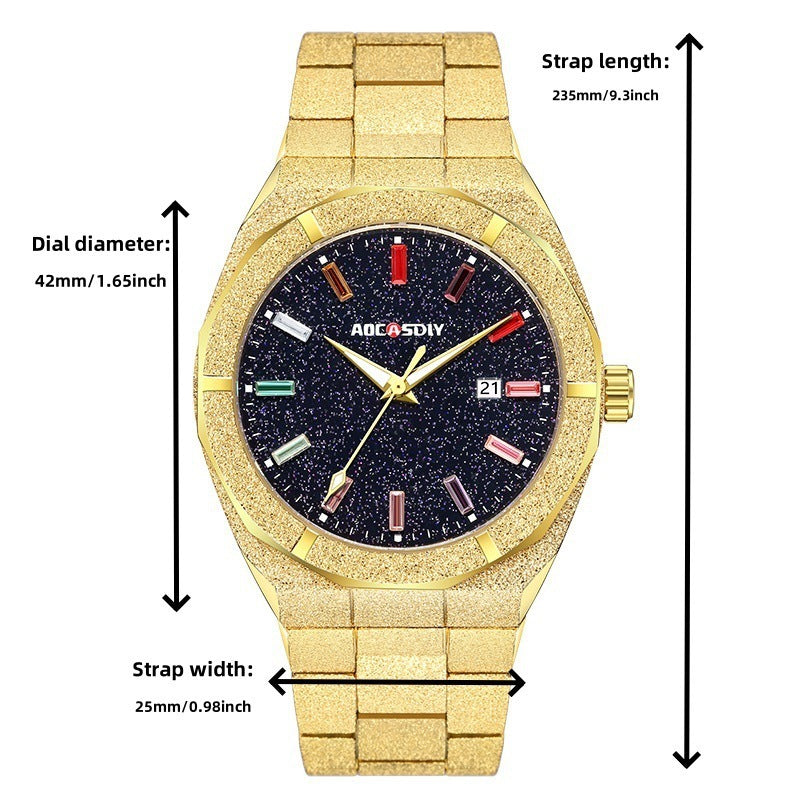 💎 Iced-Out 11mm Luxury Men's Watch – Bold Style in White, Gold &amp; Rose Gold