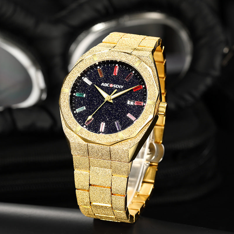 💎 Iced-Out 11mm Luxury Men's Watch – Bold Style in White, Gold &amp; Rose Gold