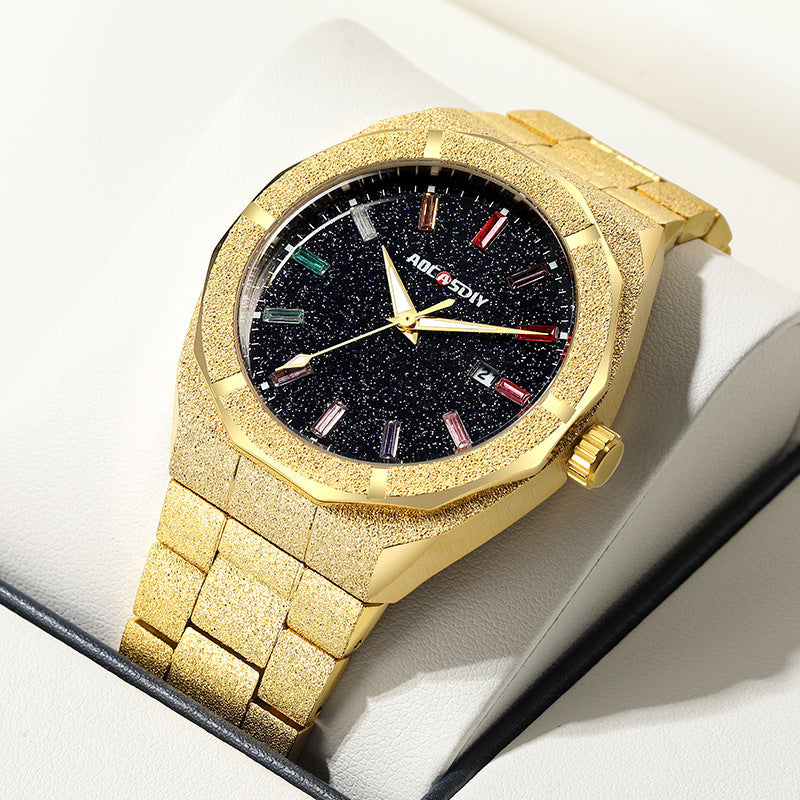 💎 Iced-Out 11mm Luxury Men's Watch – Bold Style in White, Gold &amp; Rose Gold