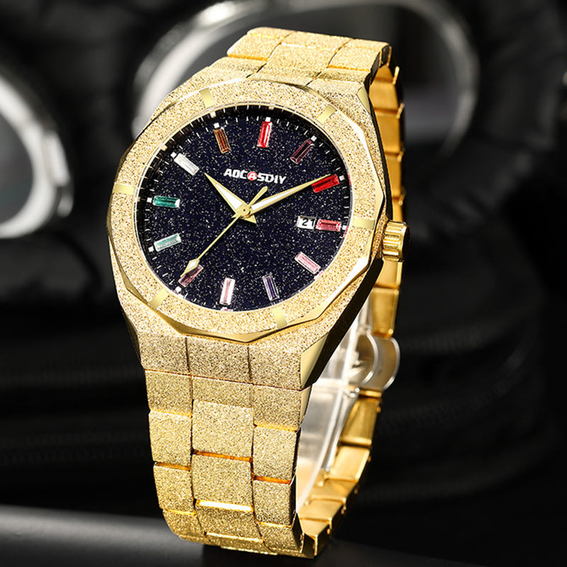 💎 Iced-Out 11mm Luxury Men's Watch – Bold Style in White, Gold &amp; Rose Gold
